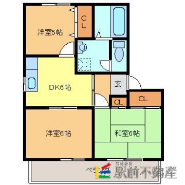 ロジュマンK(3DK/2階)の間取り写真