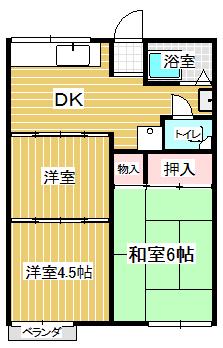 サンセレーノ神野(2DK/2階)の間取り写真