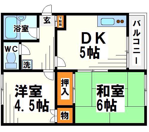 咏舞 -当社管理物件-(2DK/2階)の間取り写真