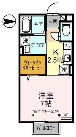 ヴァレンティ(1K/2階)の間取り写真