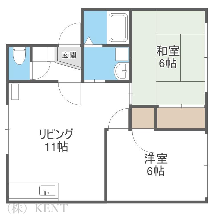 プレザントKハイツ3号棟(2LDK/3階)の間取り写真
