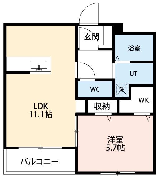 ドッグパウズ戸崎(1LDK/3階)の間取り写真