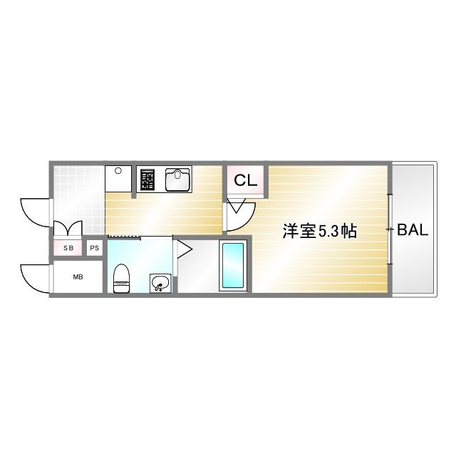 エスリード神戸ウエスト(1K/3階)の間取り写真