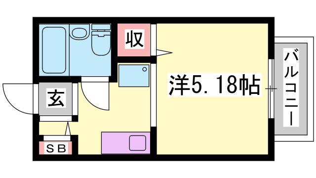 インタービレッジ八代(1K/2階)の間取り写真