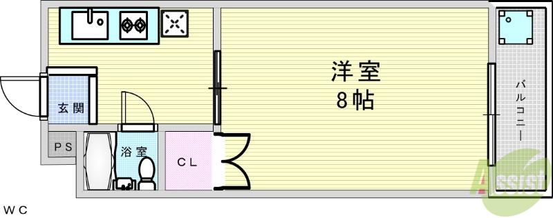 アバンテ二葉(1K/2階)の間取り写真