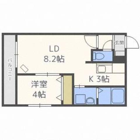 ベルチェドマーニ (1LDK/4階)の間取り写真