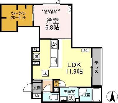 シャーメゾン大和東レジデンス(1LDK/1階)の間取り写真