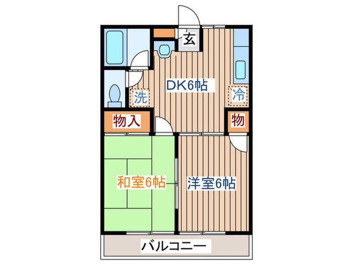 パル白水沢(2DK/2階)の間取り写真