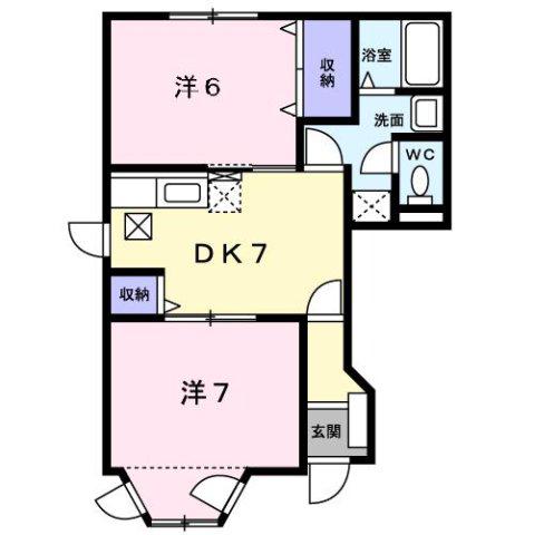 サニーコート六田Ⅰ(2DK/1階)の間取り写真