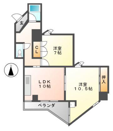 エスエス23ビル(2LDK/5階)の間取り写真