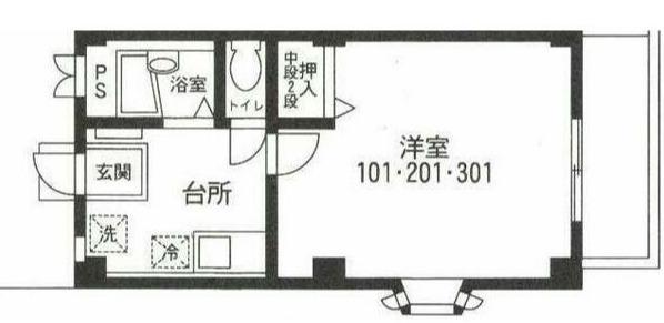 アーバンクレール(1K/1階)の間取り写真