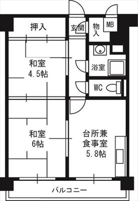 豊平市街地(2DK/8階)の間取り写真