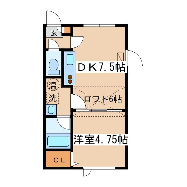 アーバンエステート浪花K(1DK/2階)の間取り写真