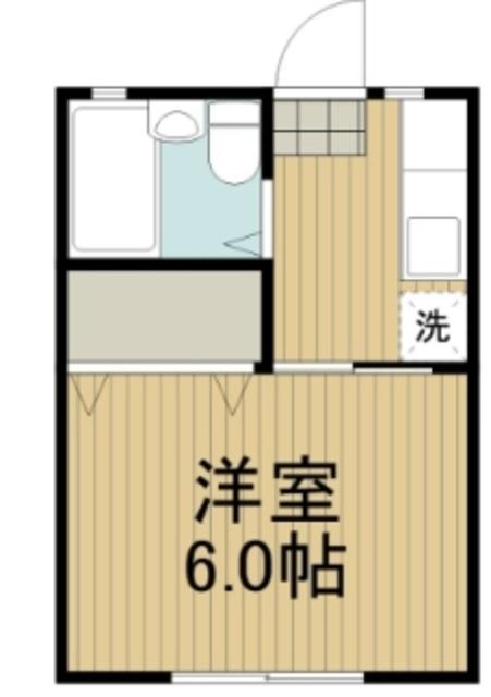 東武東上線 和光市駅 徒歩51分 2階建 築27年(1K/1階)の間取り写真