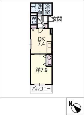 阿倉川COSMOS II(1DK/3階)の間取り写真