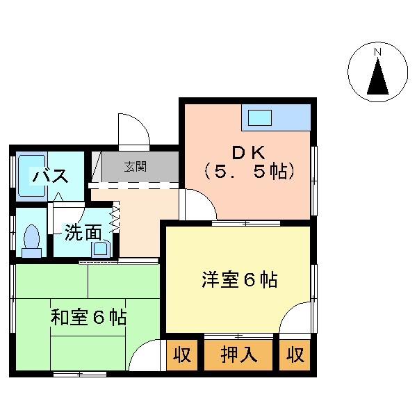 ピーチハイツ(2K/1階)の間取り写真