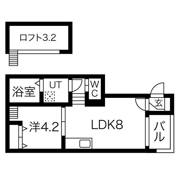 オリエンタル清水(1LDK/2階)の間取り写真