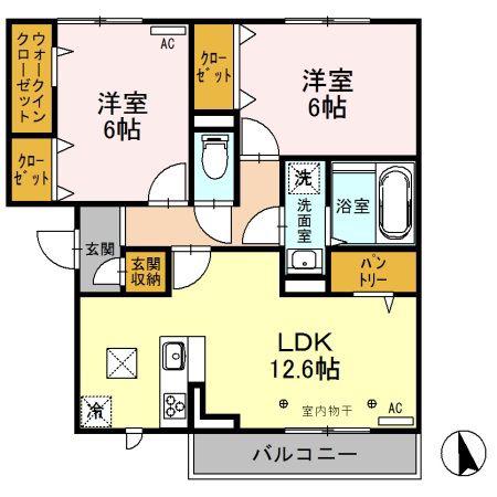 アリエッタK(2LDK/1階)の間取り写真