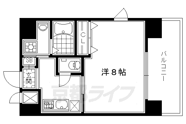 アスヴェル京都四条烏丸(1K/5階)の間取り写真