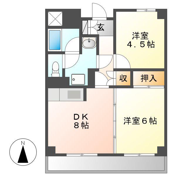 リアライズ栄 旧第13オーシャンビル(2LDK/9階)の間取り写真