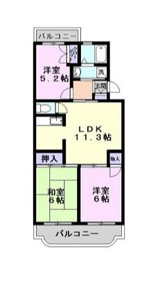 ジュネ向山一番館(3LDK/1階)の間取り写真