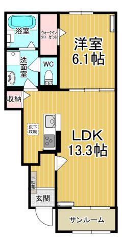 サザンクロス(1LDK/1階)の間取り写真