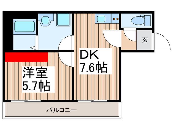 街角と休日のフェリーチェ(1DK/3階)の間取り写真