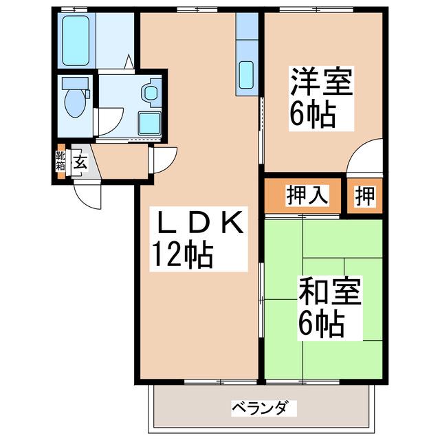 ベルメゾン松崎A棟(2LDK/1階)の間取り写真