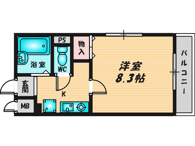 アルカサールYOSITANI 弐番館(1K/1階)の間取り写真