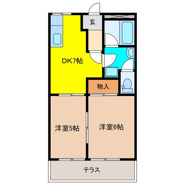 オクトハイム(2DK/1階)の間取り写真