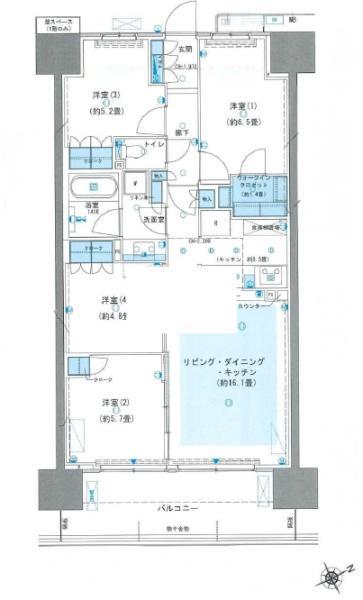 パークホームズ土浦(4LDK/10階)の間取り写真