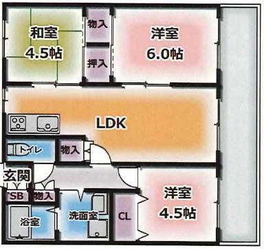 エクセル東加古川弐番館(3LDK/6階)の間取り写真