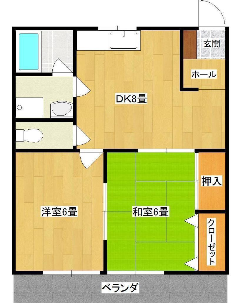 パストラル平田NO.2(2DK/1階)の間取り写真