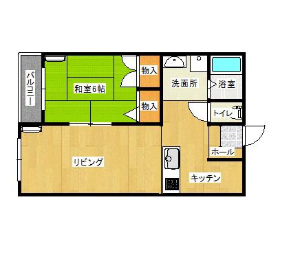 メゾンJ1(1LDK/2階)の間取り写真
