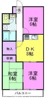 館野コーポ(3DK/3階)の間取り写真
