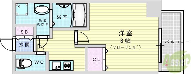 ASTIA西中島2(1K/7階)の間取り写真