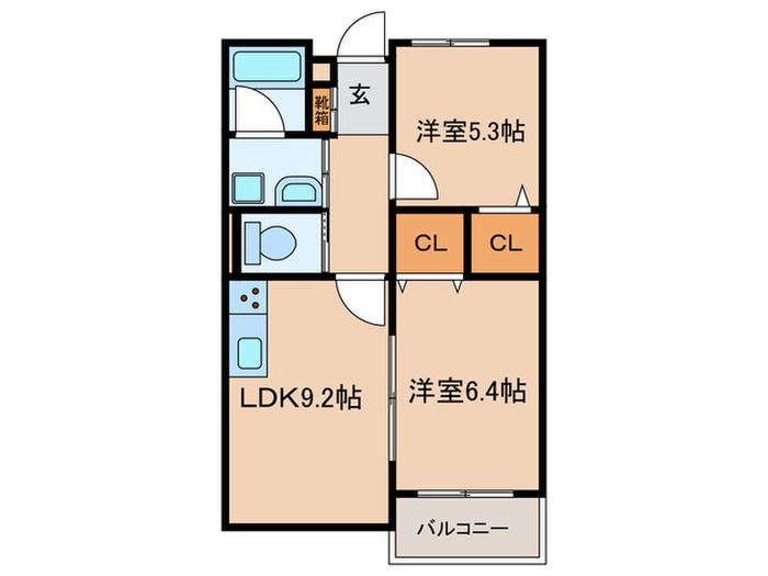 エディンバラ永野I(2LDK/2階)の間取り写真