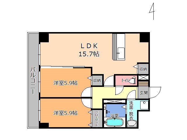 ソレイユ御蔵町(2LDK/3階)の間取り写真