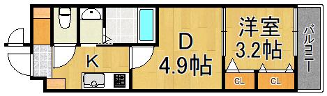 AILE上ヶ原(1DK/1階)の間取り写真