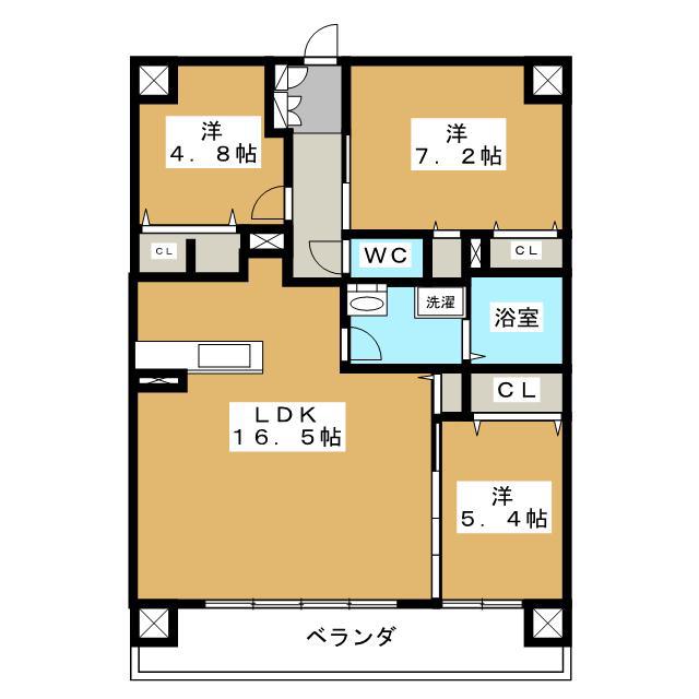 アヴァンセ東口(3LDK/8階)の間取り写真