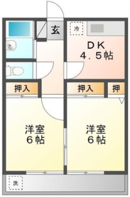 第2コーポ寿(2K/1階)の間取り写真