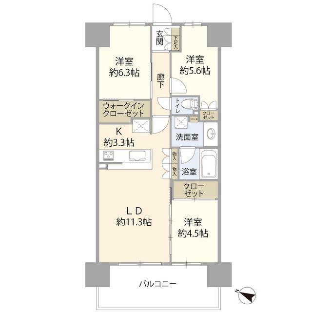 BRILLIACITYふじみ野B(3LDK/13階)の間取り写真