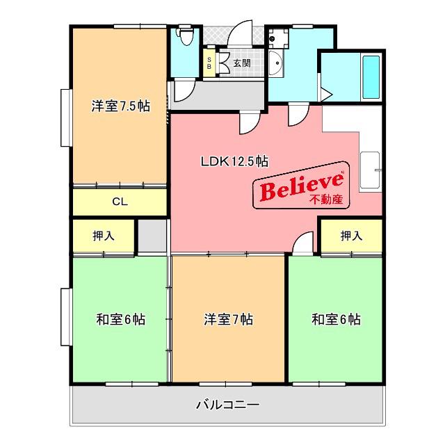 池松コーポIII(4LDK/3階)の間取り写真