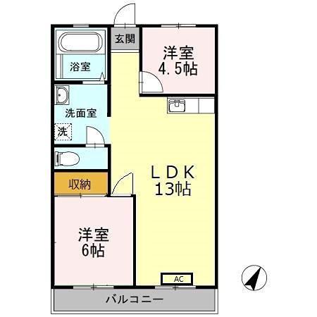 メゾン細田(2LDK/2階)の間取り写真