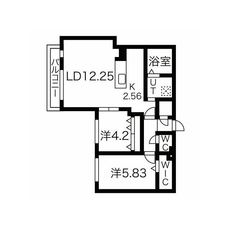 グレイス琴似(2LDK/2階)の間取り写真