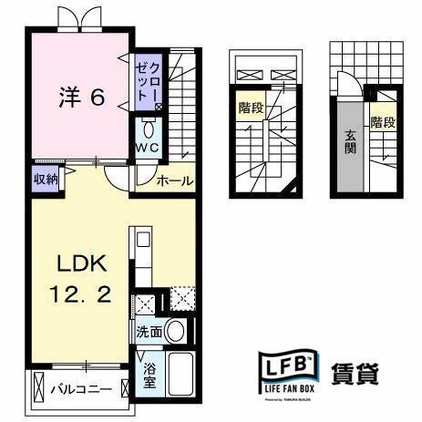 アンブラッセI(1LDK/3階)の間取り写真