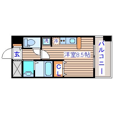 スクエア泉中央(ワンルーム/6階)の間取り写真