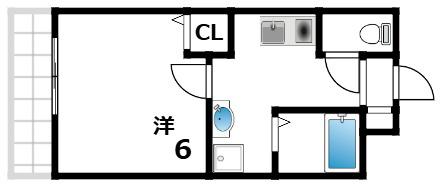 三記マンションIII(1K/1階)の間取り写真