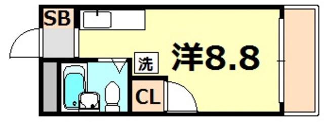 グリーンコテージ須磨(ワンルーム/2階)の間取り写真