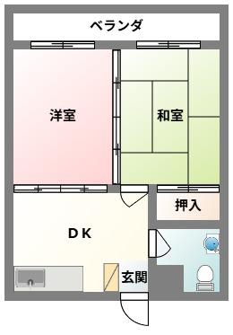 コーポみなもと(2DK/4階)の間取り写真